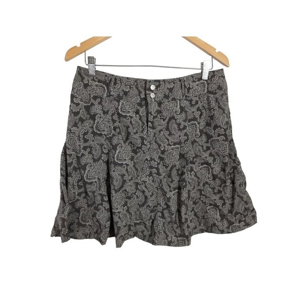 Sahalie Pants - Sahalie Skort Womens 8 Gray Paisley Athleisure Stretch Skirt Attached Shorts